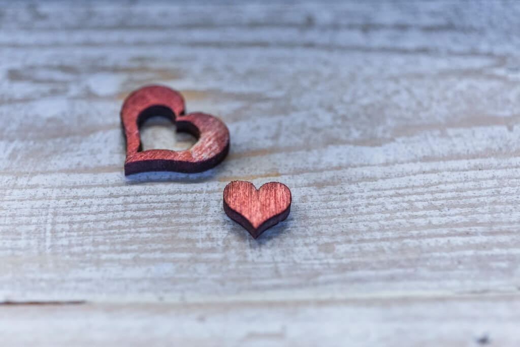 Wooden heart cutout